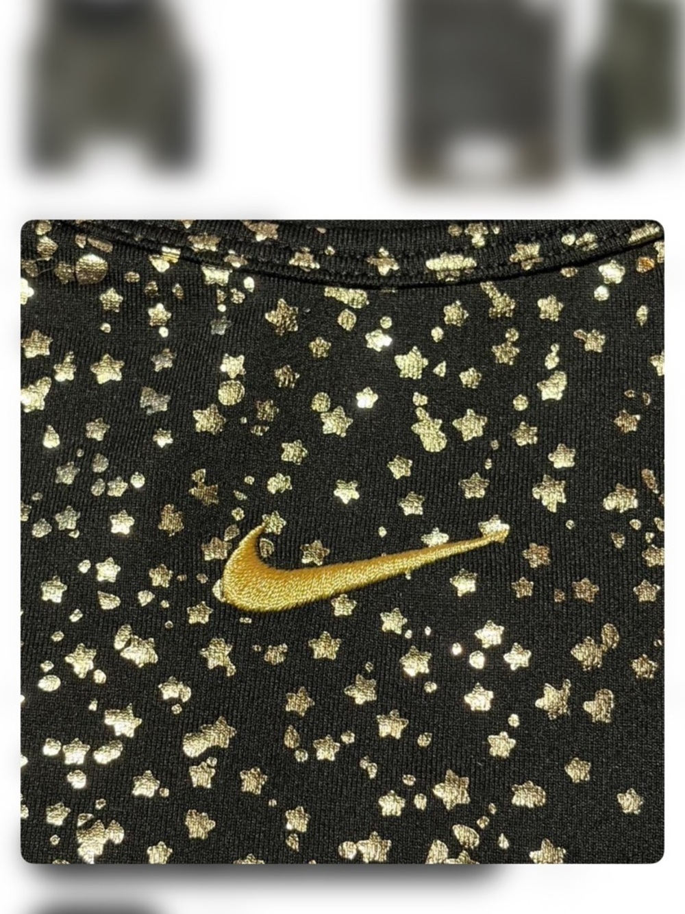 Nike DriFit Cropped Tank Black GoldStar Print Swoosh XL Athletic Top fits like M - Picture 2 of 4